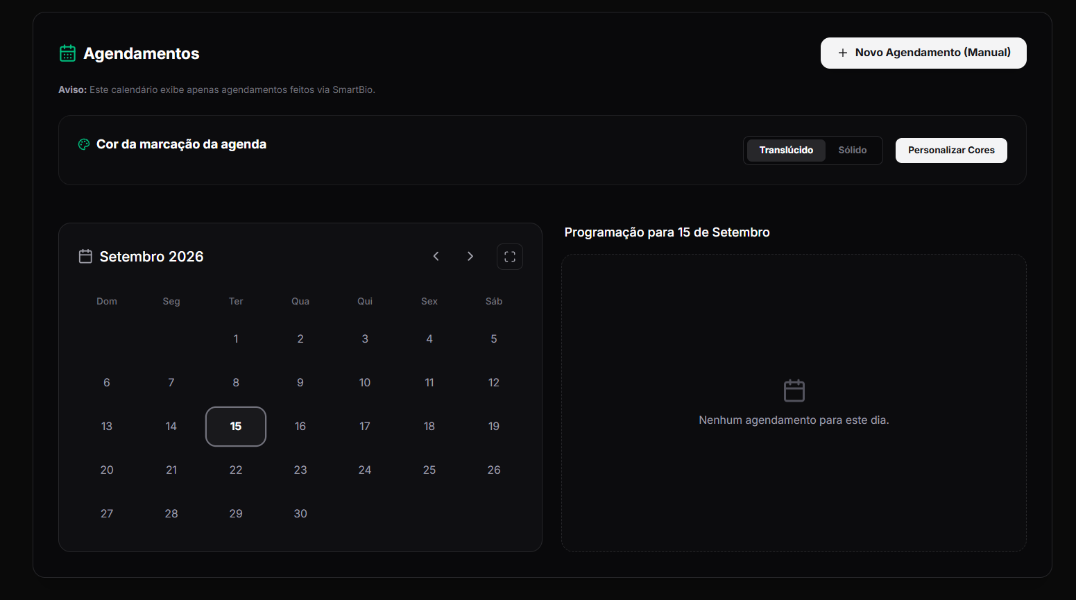 Configuração da Agenda